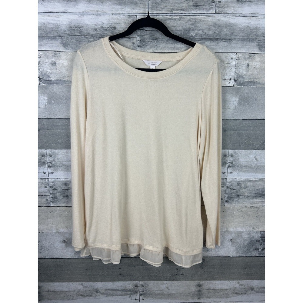 LC Lauren Conrad Women's Medium Light Long Sleeve Cream Sweater